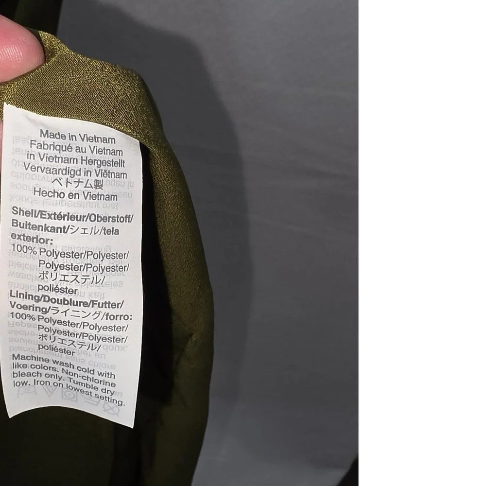 J.Crew Olive Green Sleeveless Elastic Waist Midi Dress with Back Buttons Size 2